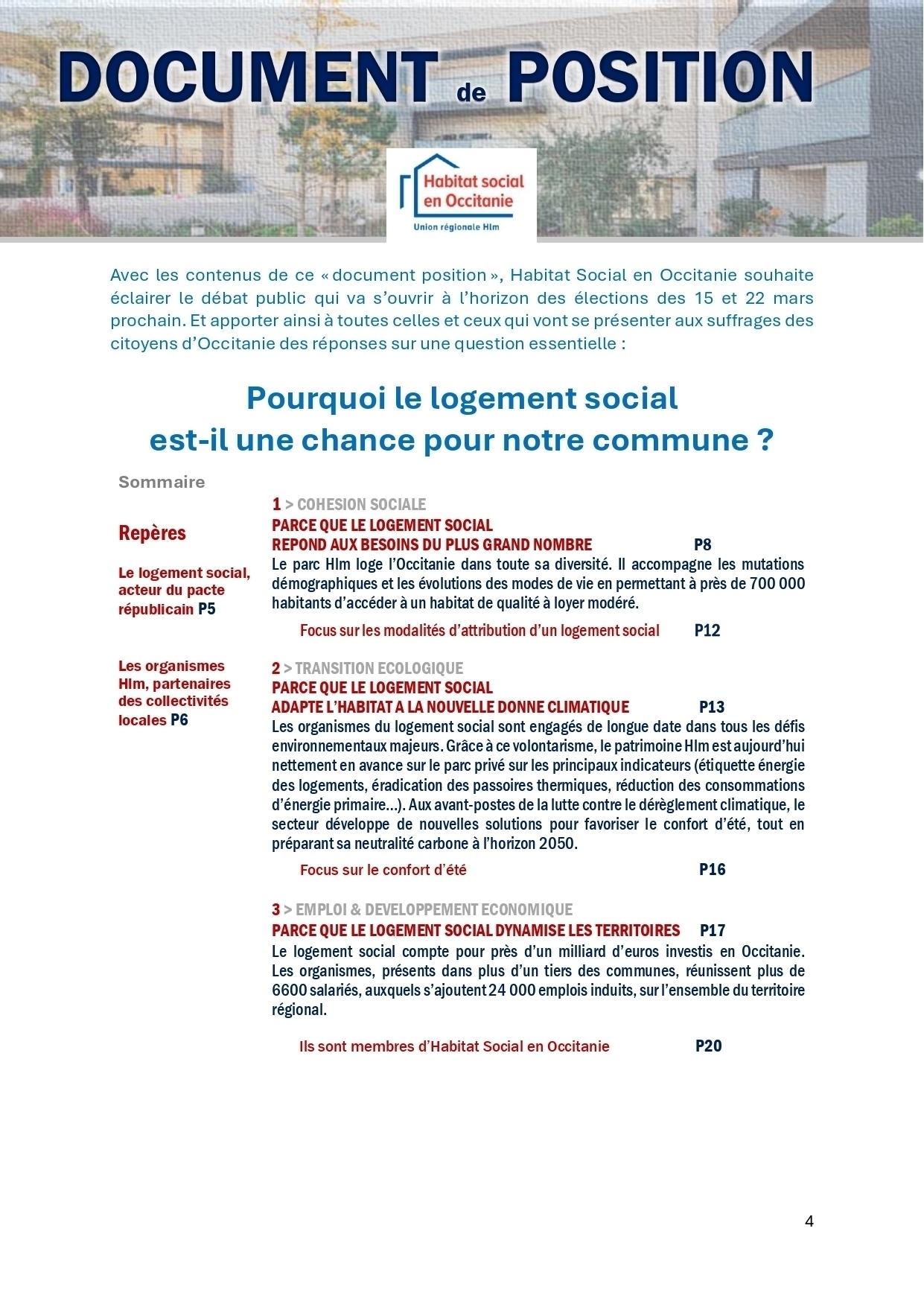 Sommaire document de position